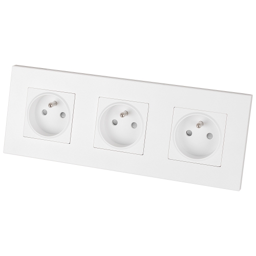 Drievoudig Stopcontact Kunststof LINEA Wit Drievoudig Afdekraam En 3 X Stopcontact MIUUN