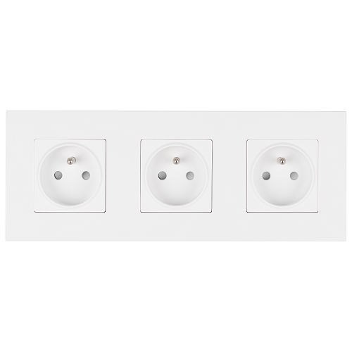 Drievoudig Stopcontact Kunststof LINEA Wit Drievoudig Afdekraam En 3 X Stopcontact MIUUN