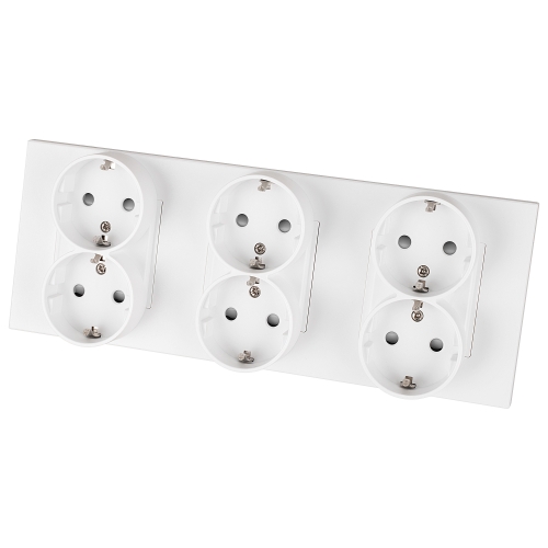 Drievoudig Schuko-Stopcontact Kunststof LINEA Wit Drievoudig Afdekraam En 3 X Stopcontact