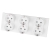 Drievoudig Schuko-Stopcontact Kunststof LINEA Wit Drievoudig Afdekraam En 3 X Stopcontact