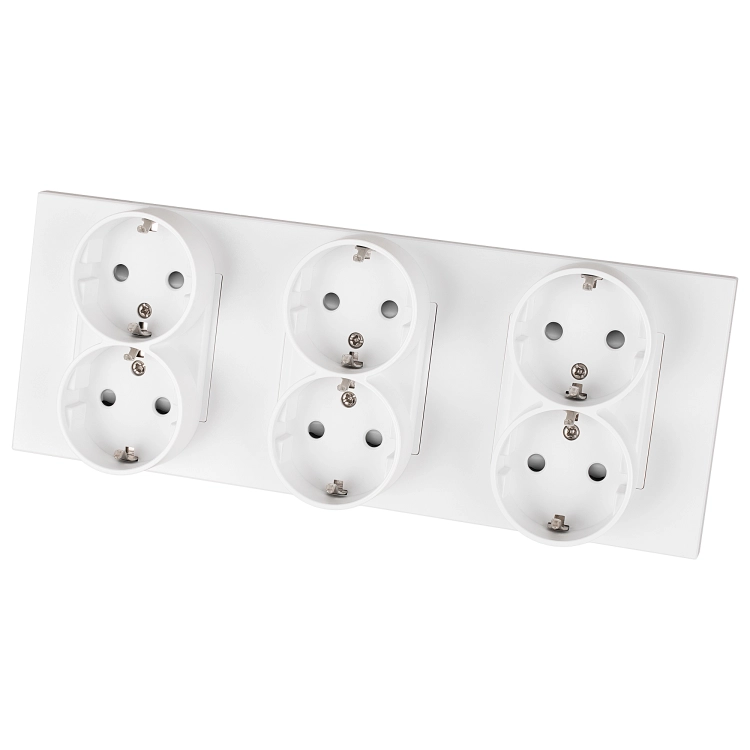 Drievoudig Schuko-Stopcontact Kunststof LINEA Wit Drievoudig Afdekraam En 3 X Stopcontact
