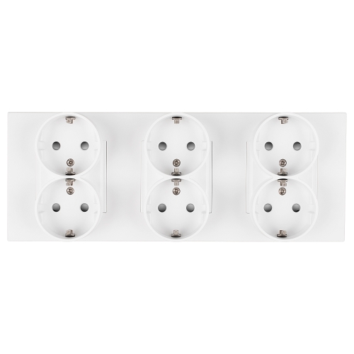 Drievoudig Schuko-Stopcontact Kunststof LINEA Wit Drievoudig Afdekraam En 3 X Stopcontact