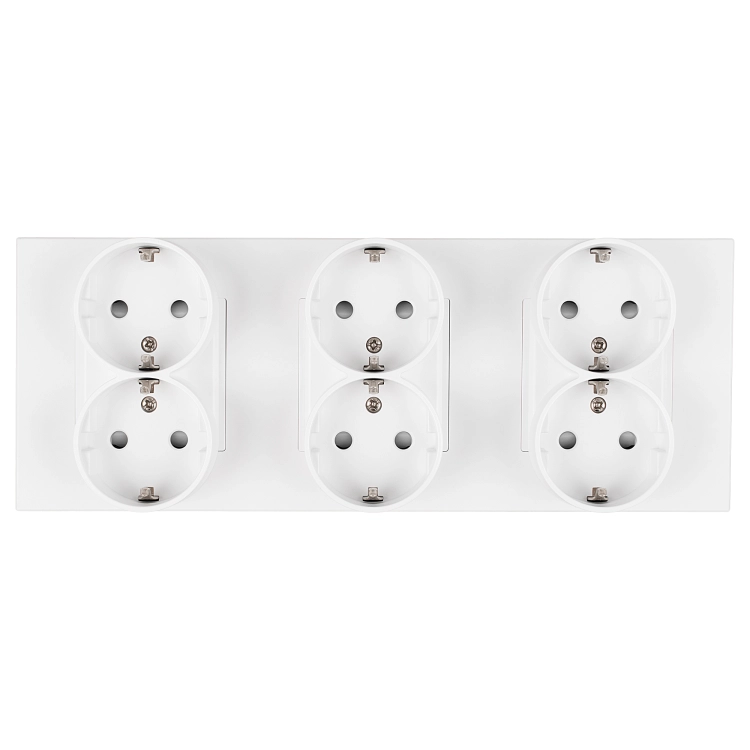 Drievoudig Schuko-Stopcontact Kunststof LINEA Wit Drievoudig Afdekraam En 3 X Stopcontact
