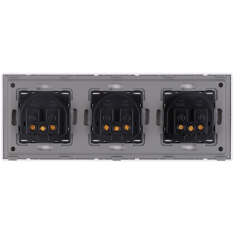 Drievoudig Schuko-Stopcontact Kunststof LINEA Wit Drievoudig Afdekraam En 3 X Stopcontact