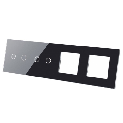 Afdekraam Touchpaneel Viervoudig 2+2+S+S Glas Zwart