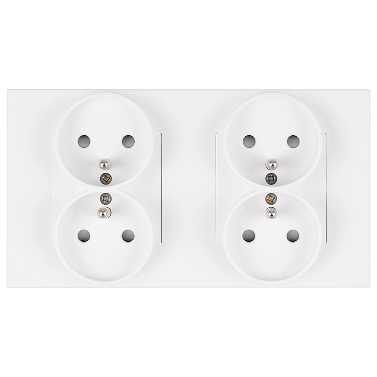 Viervoudig Stopcontact Kunststof LINEA Wit Tweevoudig Afdekraam En 2 X Stopcontact MIUUN