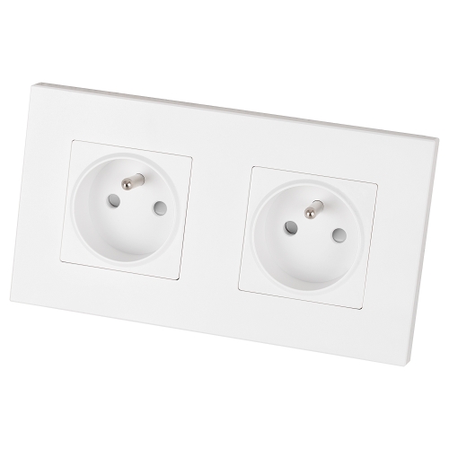 Dubbel Stopcontact Kunststof LINEA Wit Tweevoudig Afdekraam En 2 X Stopcontact MIUUN