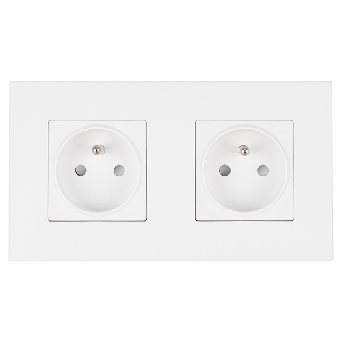 Dubbel Stopcontact Kunststof LINEA Wit Tweevoudig Afdekraam En 2 X Stopcontact MIUUN