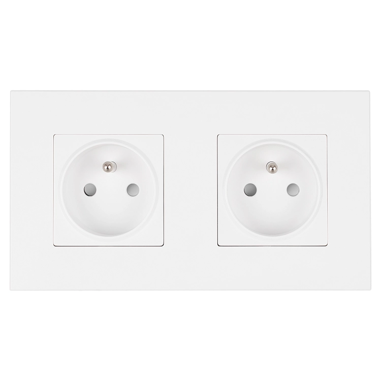 Dubbel Stopcontact Kunststof LINEA Wit Tweevoudig Afdekraam En 2 X Stopcontact MIUUN