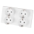 Viervoudig Schuko-Stopcontact Kunststof LINEA Wit En Tweevoudig Afdekraam 2 X Stopcontact