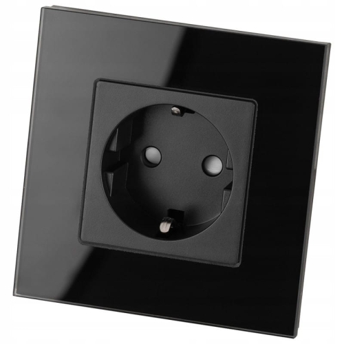 Schuko-Stopcontact Met Randaarde Zonder Aardpen Glas Zwart MIUUN