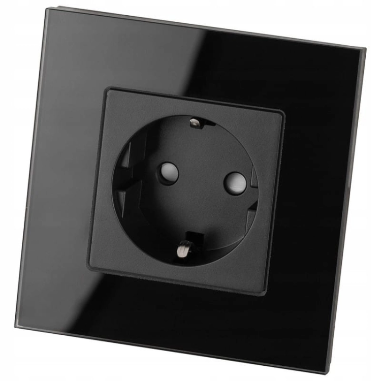 Schuko-Stopcontact Met Randaarde Zonder Aardpen Glas Zwart MIUUN