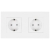Dubbel Schuko-Stopcontact Kunststof LINEA Wit En Tweevoudig Afdekraam 2 X Stopcontact