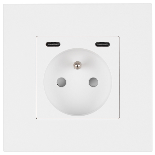 Stopcontact Kunststof LINEA + Dubbele USB C+C-Lader 20W Wit MIUUN