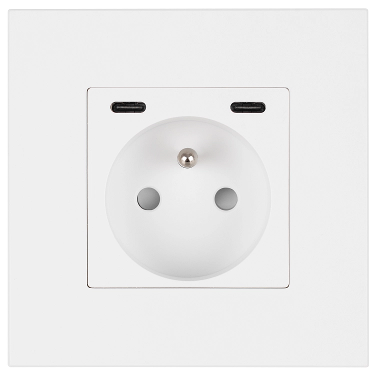 Stopcontact Kunststof LINEA + Dubbele USB C+C-Lader 20W Wit MIUUN