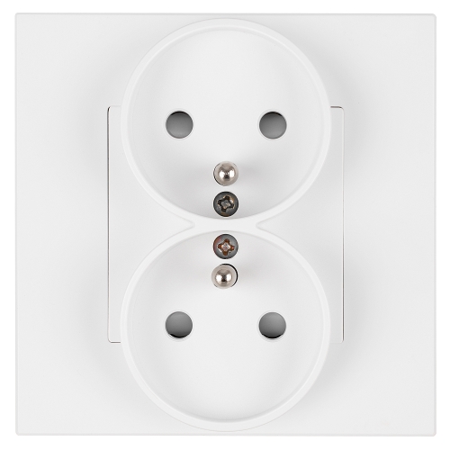 Dubbel Stopcontact Kunststof LINEA Met Aardpen Wit MIUUN