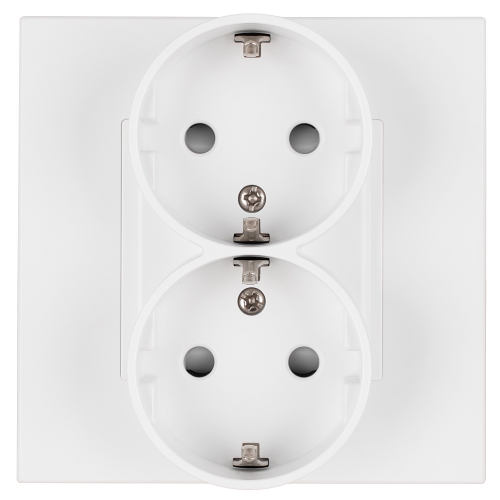 Dubbel Stopcontact Kunststof LINEA Schuko Met Randaarde Zonder Aardpen Wit MIUUN