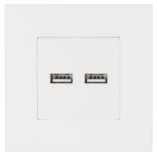 Dubbele USB-Lader 3.1A Wit Set Met Kunststof Afdekraam LINEA MIUUN