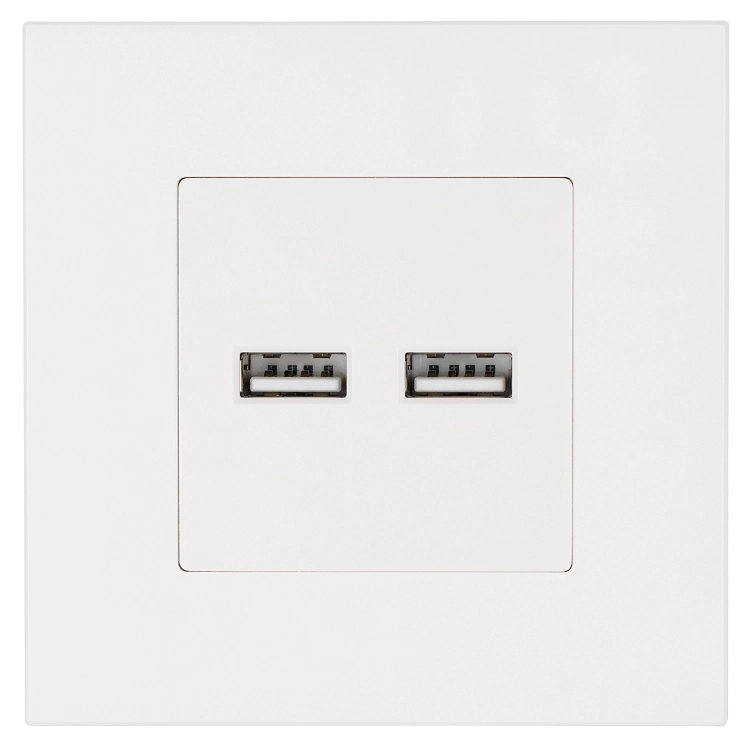 Dubbele USB-Lader 3.1A Wit Set Met Kunststof Afdekraam LINEA MIUUN