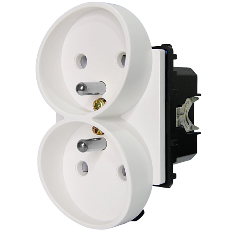 Module Dubbel Stopcontact Met Aardpen Wit Voor Afdekramen MIUUN