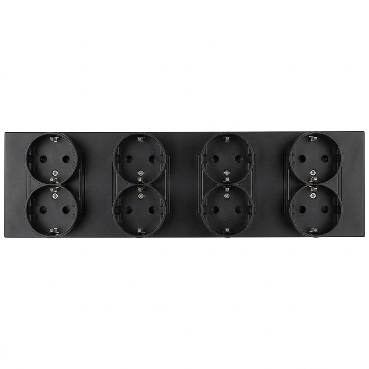 Schuko-Stopcontact Viervoudig Kunststof LINEA Zwart Viervoudig Afdekraam En 4 X Dubbel Stopcontact