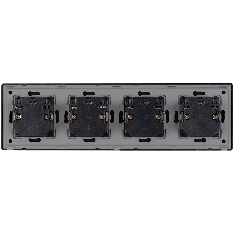 Schuko-Stopcontact Viervoudig Kunststof LINEA Zwart Viervoudig Afdekraam En 4 X Dubbel Stopcontact