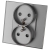 Dubbel Stopcontact Met Aarding Glas Grijs