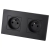 Stopcontact Dubbel Kunststof LINEA Zwart En Tweevoudig Afdekraam 2 X Enkel Stopcontact MIUUN