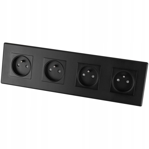 Viervoudig Stopcontact Zwart Aardpen Set PVC Viervoudig Afdekraam 4 X Stopcontact