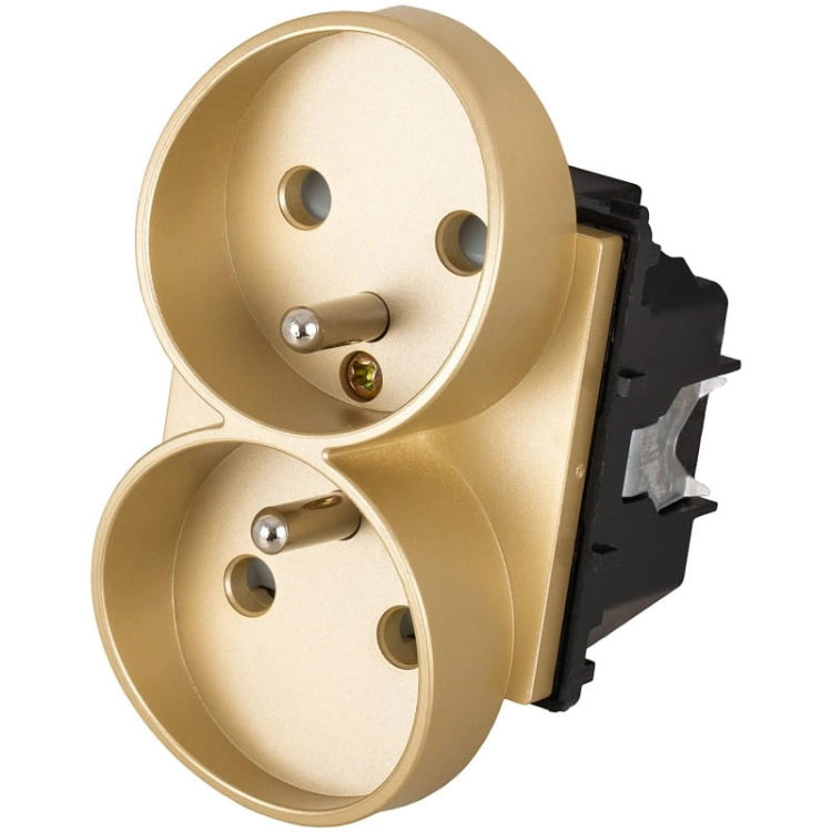 Module Dubbel Stopcontact Met Aardpen Goud Voor Afdekramen MIUUN