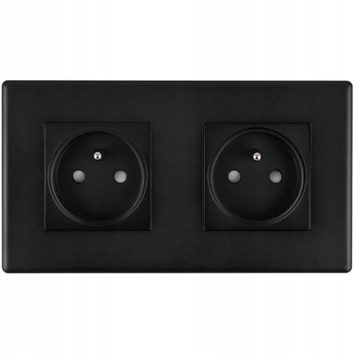 Dubbel Stopcontact Zwart Set PCV Tweevoudig Afdekraam En 2 X Stopcontact