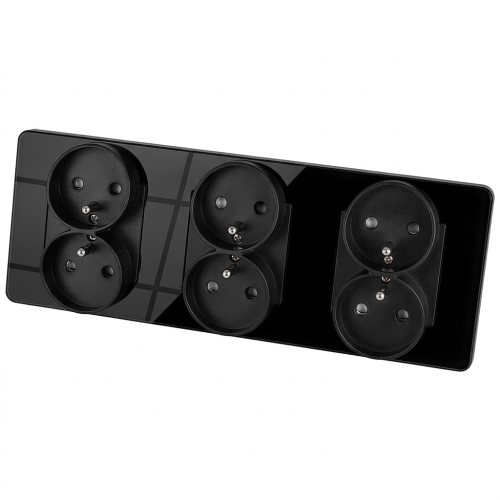 Drievoudig Glazen Glans Zwart Stopcontact Drievoudig Afdekraam En 3 X Dubbel Stopcontact MIUUN