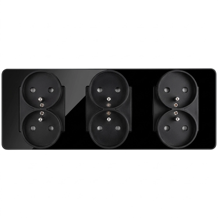 Drievoudig Glazen Glans Zwart Stopcontact Drievoudig Afdekraam En 3 X Dubbel Stopcontact MIUUN