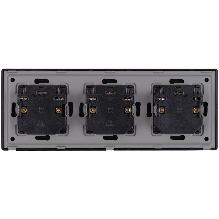 Drievoudig Glazen Glans Zwart Stopcontact Drievoudig Afdekraam En 3 X Dubbel Stopcontact MIUUN