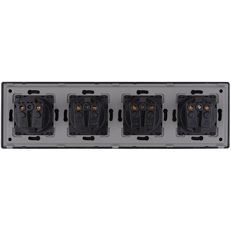 Viervoudig Glazen Glans Schuko-Stopcontact Zwart Viervoudig Afdekraam En 4 X Enkel Stopcontact MIUUN