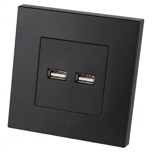 Dubbele USB-Lader 3.1A Zwart Set Met Kunststof Afdekraam LINEA MIUUN