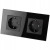 Dubbel Schuko-Stopcontact Glas Zwart Set Tweevoudig Afdekraam En 2 X Enkel Stopcontact MIUUN