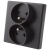 Dubbel Stopcontact Zwart Met Aardpen Set Met PVC-Afdekraam