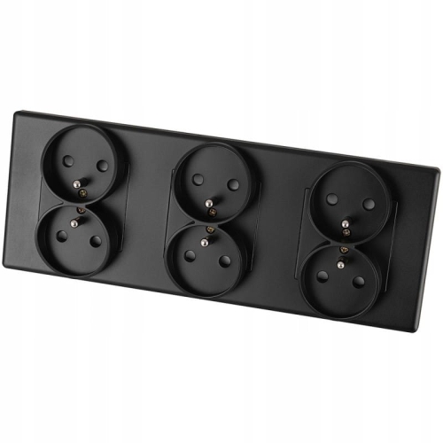 Drievoudig Stopcontact Zwart Set PVC Drievoudig Afdekraam En 3 X Dubbel Stopcontact MIUUN