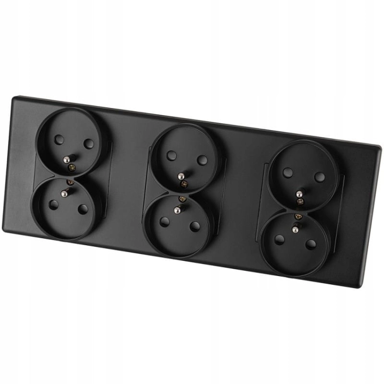 Drievoudig Stopcontact Zwart Set PVC Drievoudig Afdekraam En 3 X Dubbel Stopcontact MIUUN