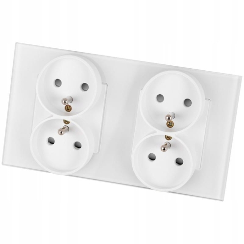 Dubbel Glazen Stopcontact Wit Set Tweevoudig Afdekraam En 2 X Dubbel Stopcontact MIUUN