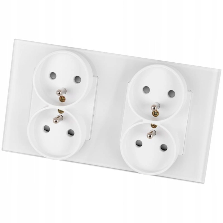 Dubbel Glazen Stopcontact Wit Set Tweevoudig Afdekraam En 2 X Dubbel Stopcontact MIUUN