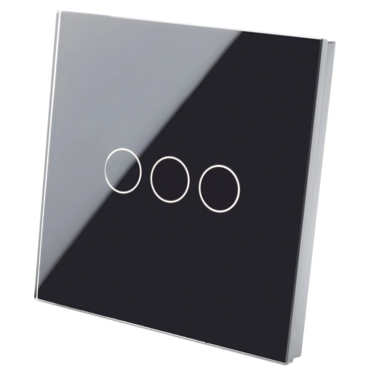 Afdekraam Touchpaneel Enkelvoudig Glas Zwart Voor Module Drievoudige Schakelaar