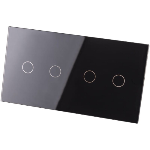 Afdekraam Touchpaneel Tweevoudig 2+2 Glas Zwart