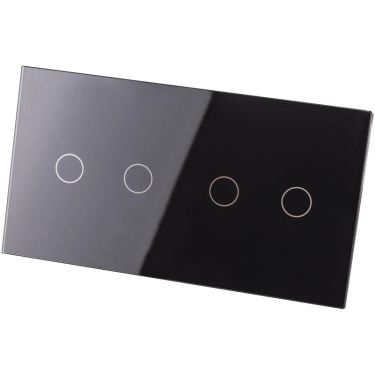 Afdekraam Touchpaneel Tweevoudig 2+2 Glas Zwart