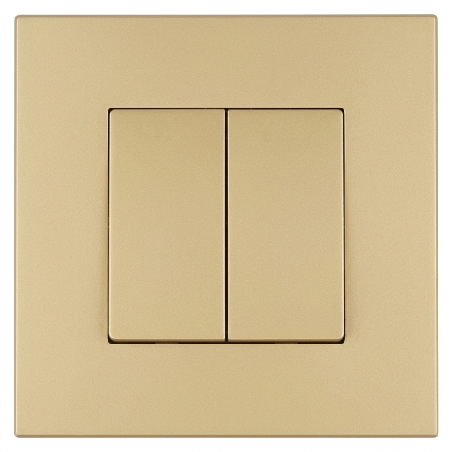 Schakelaar Monostabiel Tweevoudig Gladde Kunststof LINEA Goud MIUUN