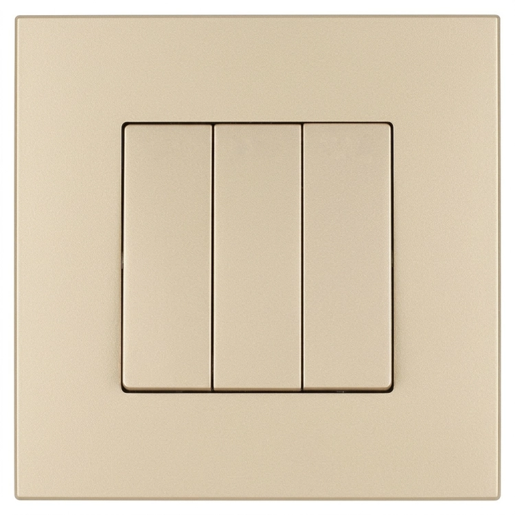 Schakelaar Drievoudige Wisselschakelaar Gladde Kunststof LINEA Goud MIUUN