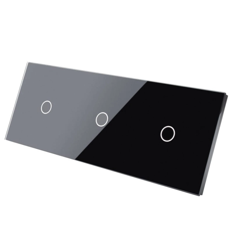 Afdekraam Touchpaneel Drievoudig 1+1+1 Glas Zwart