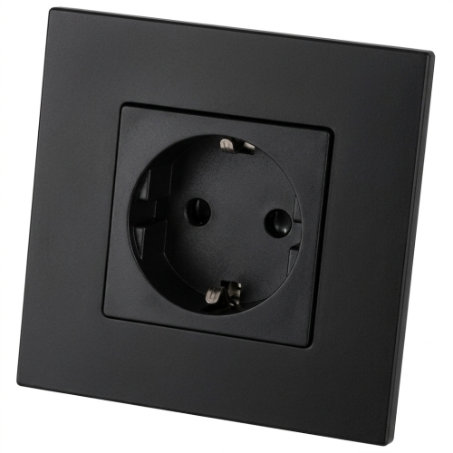 Stopcontact Glas Mat Schuko Met Randaarde Zonder Aardpen Zwart MIUUN