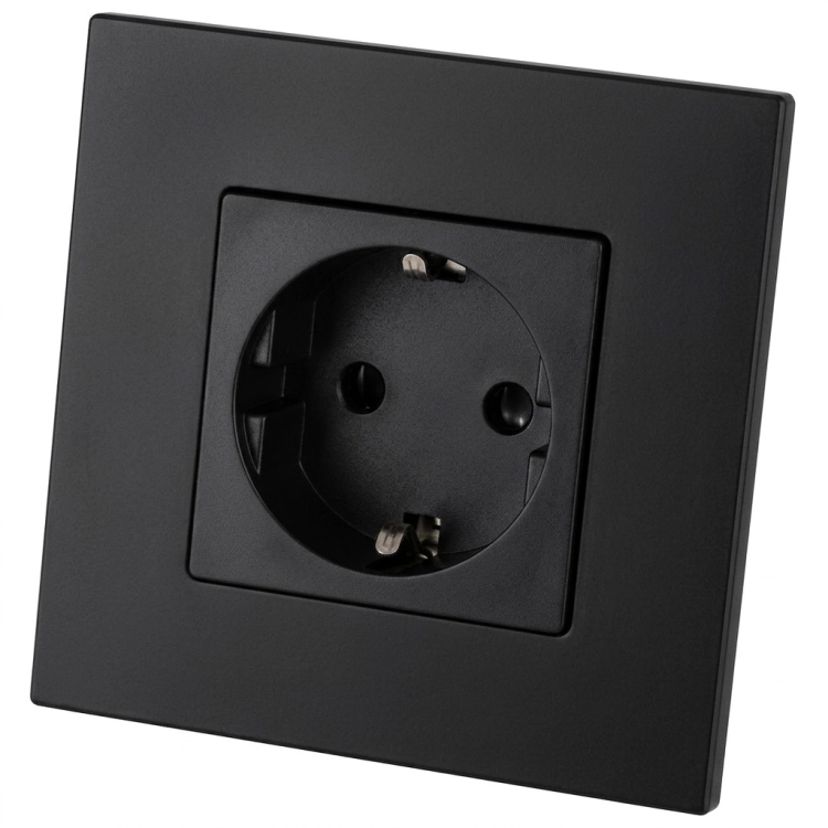 Stopcontact Glas Mat Schuko Met Randaarde Zonder Aardpen Zwart MIUUN